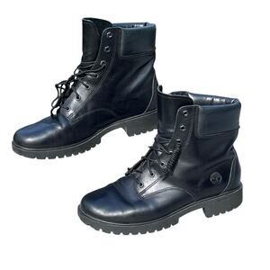 Timberland Women’s 6” Combat Boots 9 Jayne Leather W/ Lug Sole Padded Collar